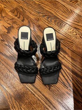 Dolce Vita Black Braided Double-Strap Heels